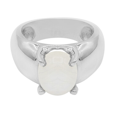 Anillo en plata con Piedra de Luna arcoíris
