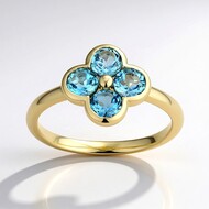 Bague en argent et Topaze bleu de Londres (Adela Silber)