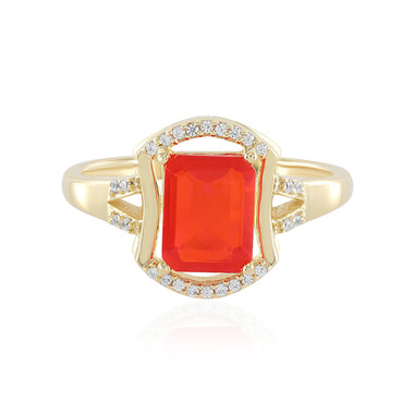 Anello in argento con Opale Rosso dell'Etiopia