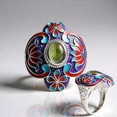 Anello in argento con Labradorite Verde Maniry (Adela Silber)