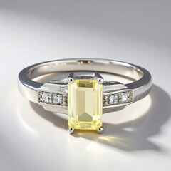 Anello placcato in platino con Kunzite Canarino