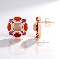 Boucles d'oreilles en argent et Pierre de lune pêche (KM by Juwelo)