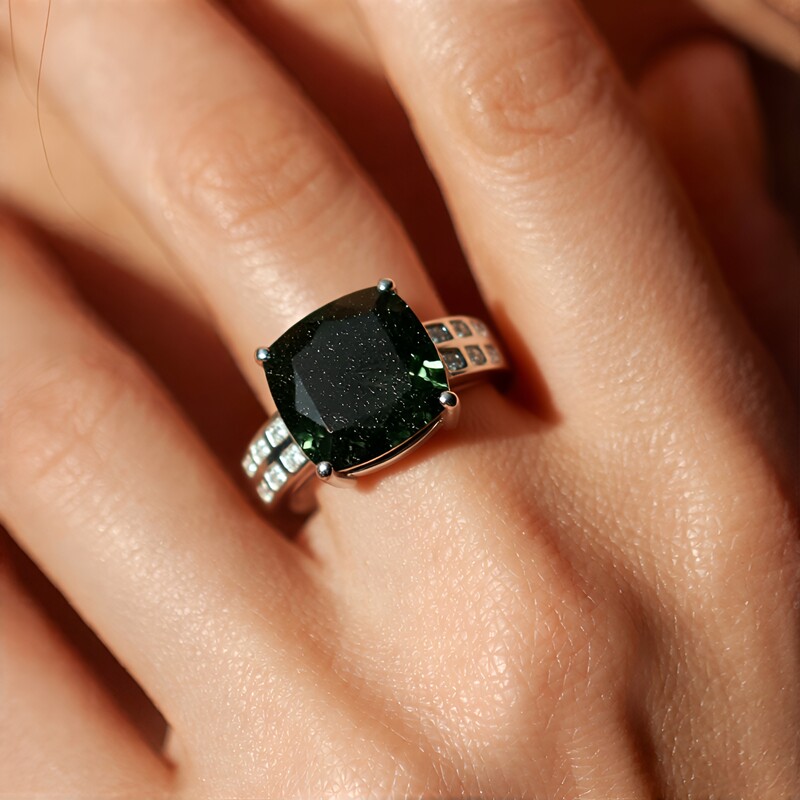 Zilveren ring met een zwarte rutielkwarts