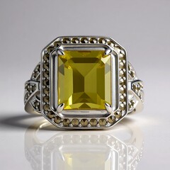 Bague en argent et Citrine jaune citron (Annette classic)