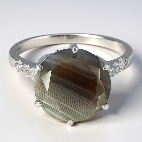 Anello in argento con Agata Botswana