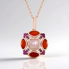 Collana in argento con Pietra di Luna Pesca