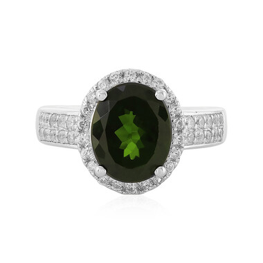 Zilveren ring met een Russische diopsied