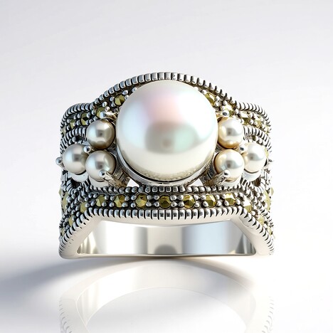 Anello in argento con Perla d'Acqua Dolce Argentata (TPC)
