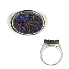 Purpur-Glitzer-Achat-Silberring