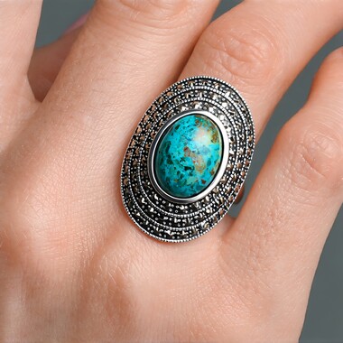 Anillo en plata con Crisocola (Annette classic)