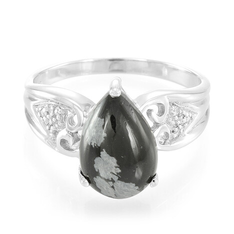 Anillo en plata con Obsidiana Copo de Nieve