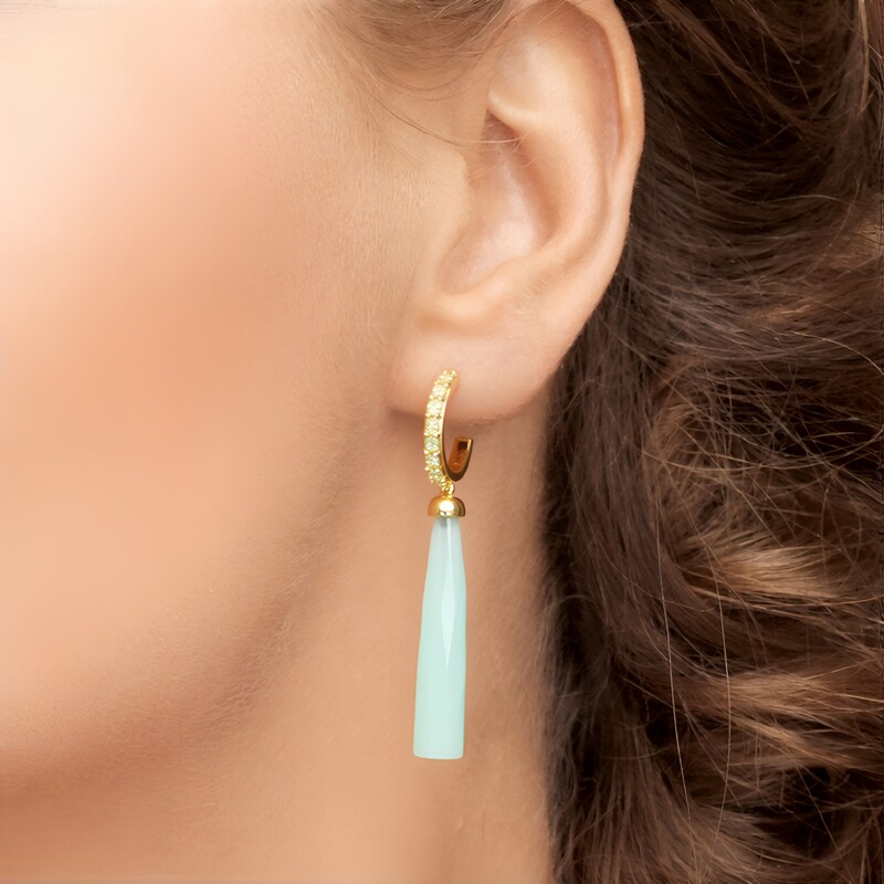 Boucles d'oreilles en argent et Calcédoine verte (KM by Juwelo)