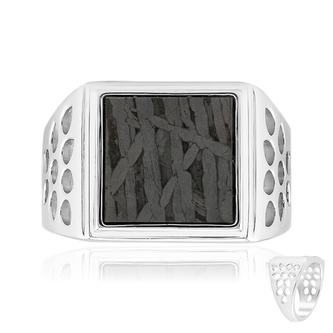 Anello in argento con Meteoriti di Aletai