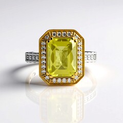 Anillo en plata con Cuarzo del Ouro Verde