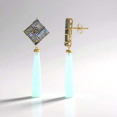 Orecchini in argento con Calcedonio Acqua (KM by Juwelo)