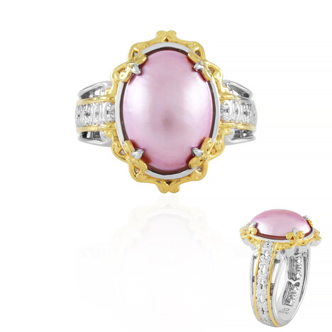 Pink Mabe Pearl Silver Ring (Gems en Vogue)