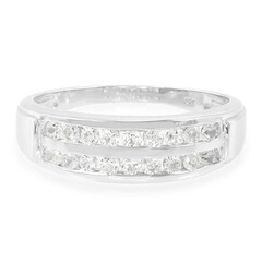 Anillo de hombre en plata con Topacio blanco