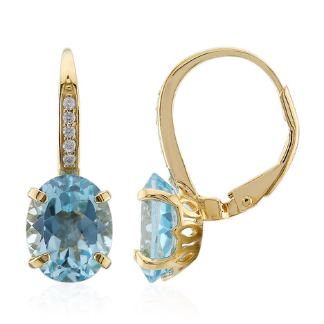 Himmelblauer Topas-Silberohrringe