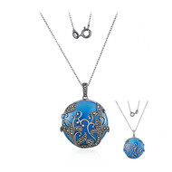 Collar en plata con Ágata azul