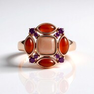 Bague en argent et Pierre de lune pêche (KM by Juwelo)