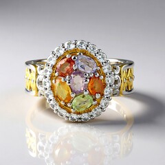 Anello in argento con Zaffiro Giallo (Gems en Vogue)