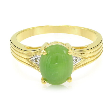 Anello placcato in oro con Crisoprasio Imperiale