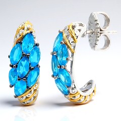 Orecchini in argento con Apatite Blu Neon