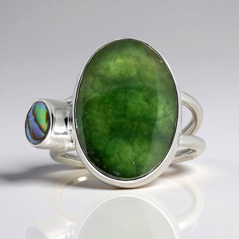 Anello in argento con Calcedonio Tartarugato (Bali Barong)