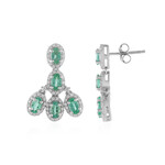 Russischer Smaragd-Silberohrringe