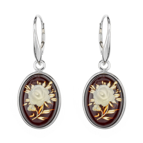 Orecchini in argento con Ambra Baltica color Ciliegia (dagen)