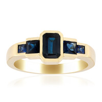 Gouden ring met een blauwe Kings Plains saffier
