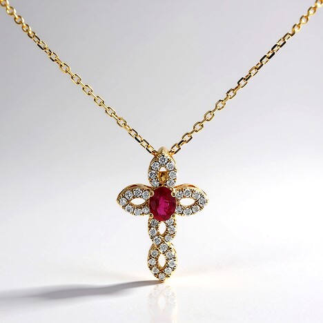 Collana in oro con Rubino Mozambico AAA (CIRARI)