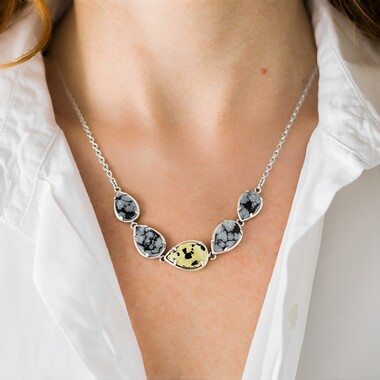 Collana in argento con Diaspro Dalmata