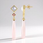 Boucles d'oreilles en argent et Calcédoine rose (KM by Juwelo)