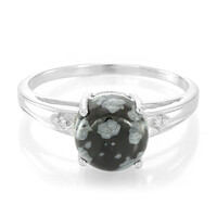 Anello in argento con Ossidiana Fiocco di Neve