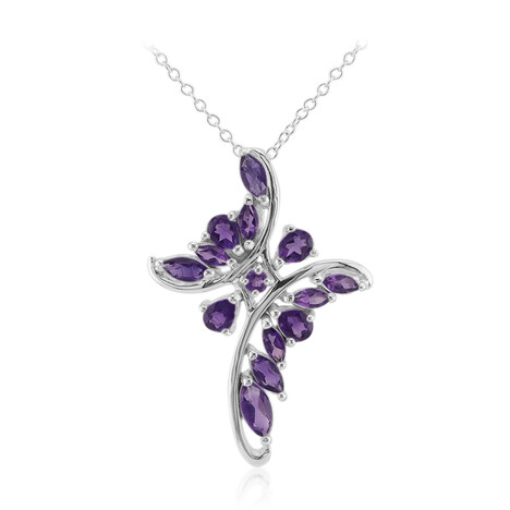 Zilveren halsketting met een Zambia-amethist