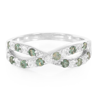 Anello in argento con Alessandrite Brasiliana e Zaffiro Bianco