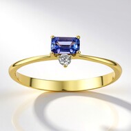 Gouden ring met een AAA tanzaniet (CIRARI)