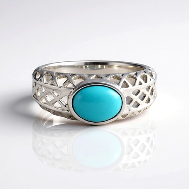 Anello in argento con Turchese Sleeping Beauty (Ornaments by de Melo)