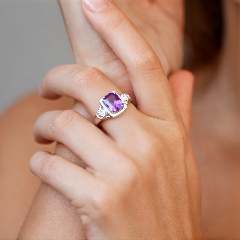 Bague en argent et Améthyste Rose de France