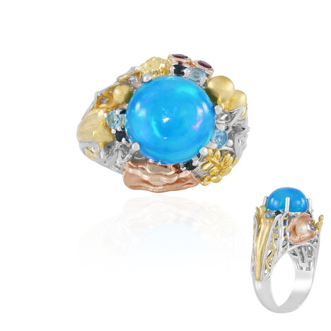 Äthiopischer Blauer Opal-Silberring (Gems en Vogue)