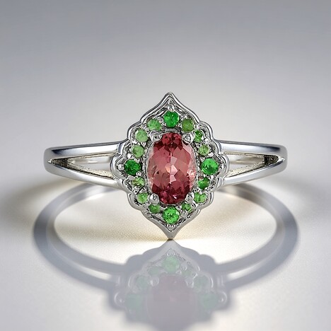 Anello in argento con Tormalina Rosa Nigeriana