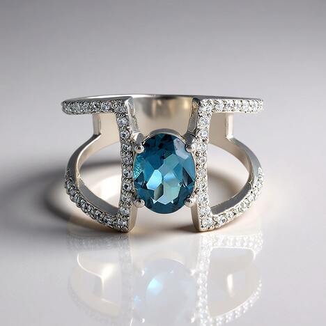 Anello in argento con Topazio Blu Londra