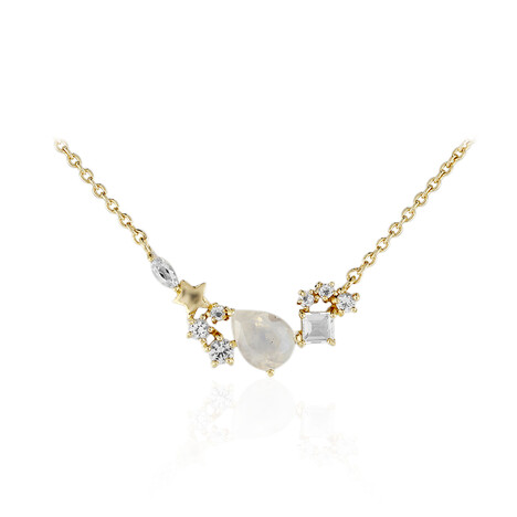 Regenbogen-Mondstein-Silbercollier