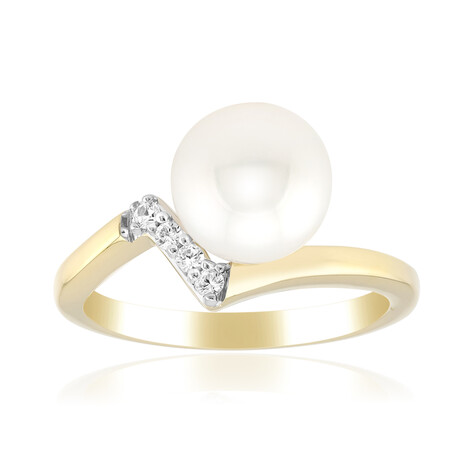 Weiße Süßwasserzuchtperlen-Silberring (TPC)