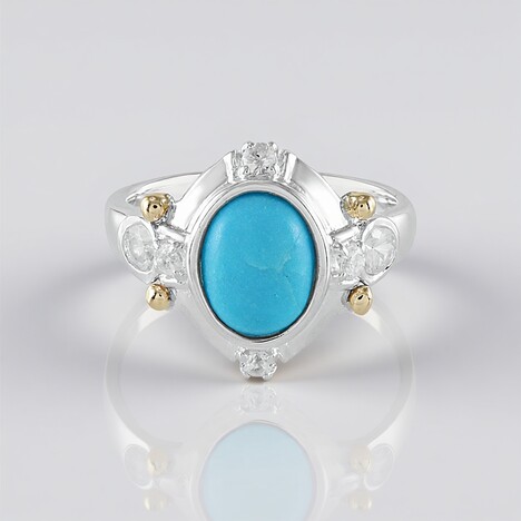 Anello in argento con Turchese Sleeping Beauty (Granulieren)