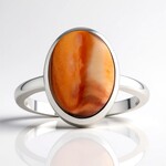Anello in argento con Conchiglia di Ostrica Spinosa Arancione