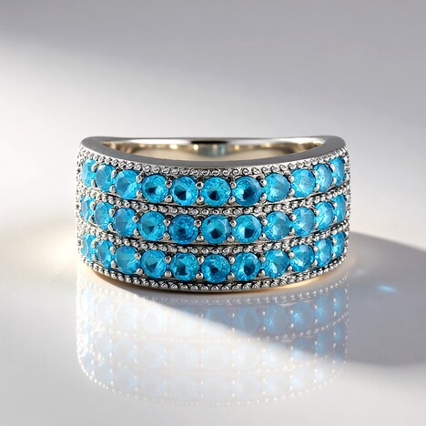 Anello in argento con Apatite Blu Neon