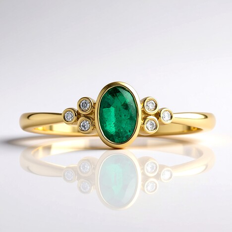 Anello in oro con Smeraldo Zambia AAA