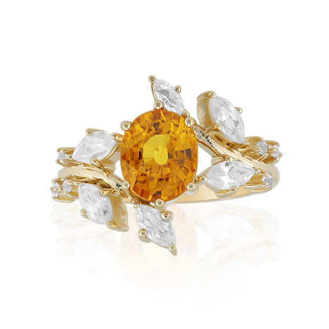 Gouden ring met een Ban Ka Cha oranje Saffier